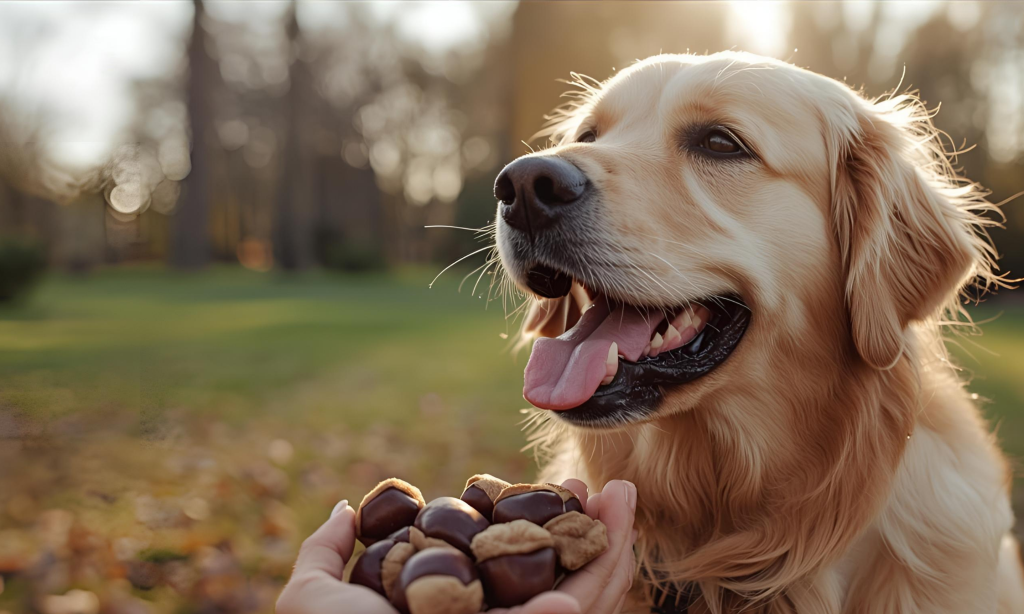 Cães a comer castanhas