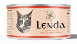 Deliciosas latitas para gatos de pollo y salmón